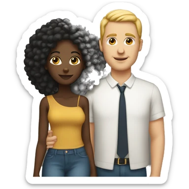 Black woman and white man couple sticker