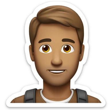 mach mir einen mann 24 jahre alt, mit braunen augen und braunen haaren und er hat einen mittelscheitel seine hautfarbe ist leicht braun sticker