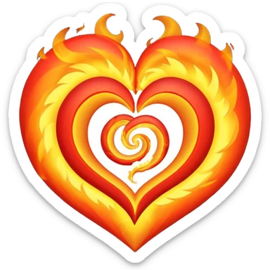 heart spiral and fire sticker