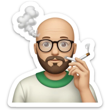 bald dude with beard and glasses smoking weed sticker