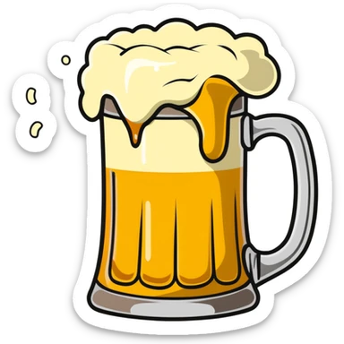 A wobbly tankard overflowing with beer sticker