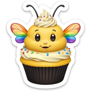 Embarrassed bee with cupcake sticker
