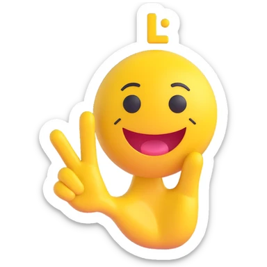 playful yellow smiley exaggerated loser sign right hand forming L on forehead teasing expression sticker