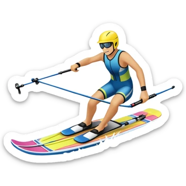 An icon featuring a close-up collage of water skis, splashing water across the surface. The design highlights the motion of the skis cutting through the water. Transparent background emphasizes the thrill of water skiing. sticker