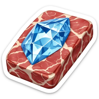 Meat with diamond textur and blue color sticker