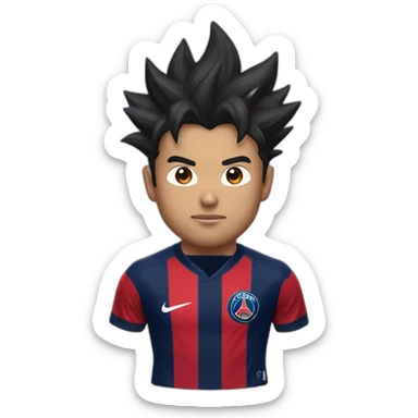 san goku head with a psg home kit sticker