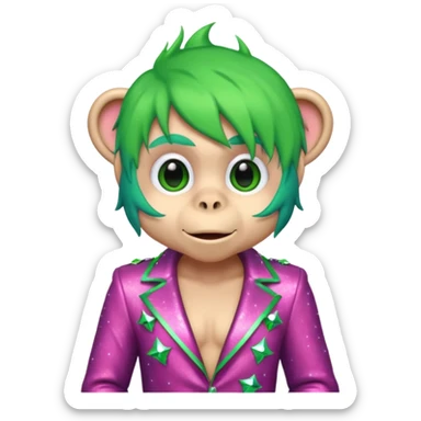 pink and green singer superstar monkey sticker
