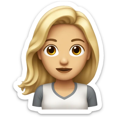 Mujer con cabello rubio y ojos marrones  sticker