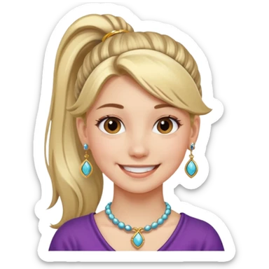 smiling girl with jewelry ponytail  sticker