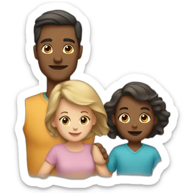 A man, a woman and 2 babies sticker