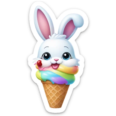 Baby bunny with ice cream  sticker