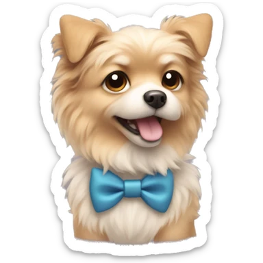 A small fluffy dog with a bow collar  sticker