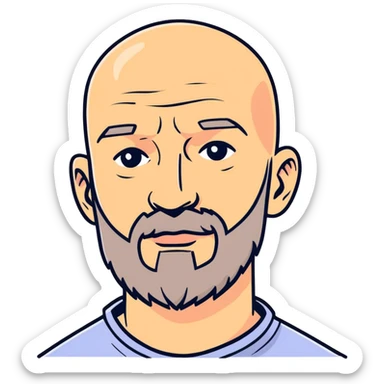 bald man with beard realistic sticker