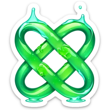 an emerald money green infinity sign emoji with turquoise lime juice streaks sticker