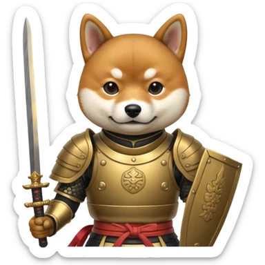 dog japan ancient samurai with small knife sticker
