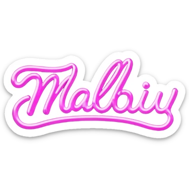 glowing pink neon sign that says "Malibu" in cursive  sticker
