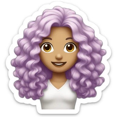 Pompon girl with long and wavy hair sticker