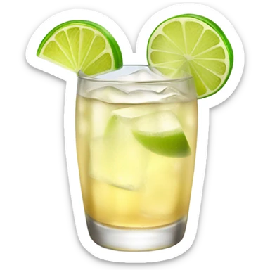 Tequila soda with a lime sticker