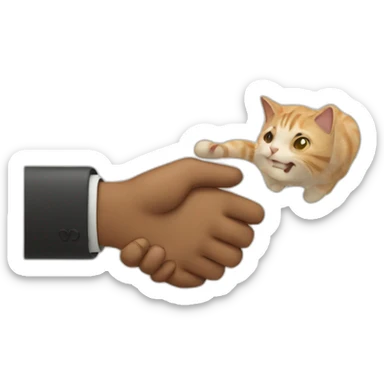 Cat hand shake with human hand sticker