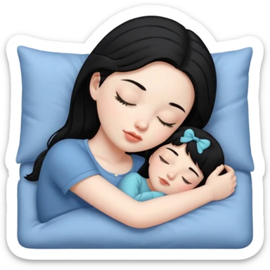 Sleeping black haired girl no baby sticker