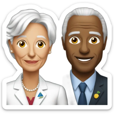 christine lagarde with jerome powel sticker