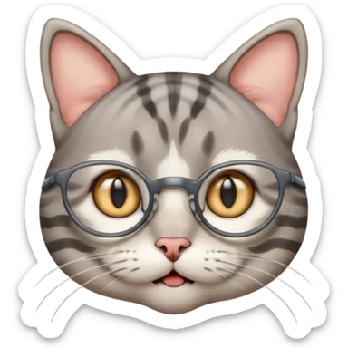 generate a nerdy, confused cat who is also in a state of panic sticker
