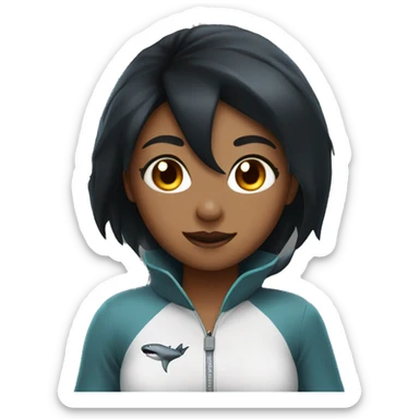 Black hair girl in a shark cosplay sticker