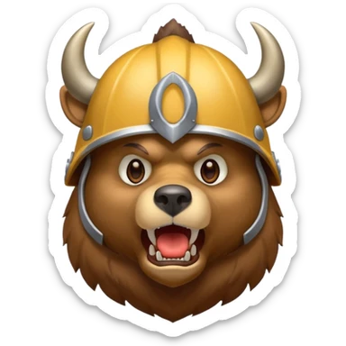 Bear wearing horned helmet growling sticker