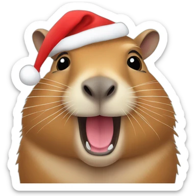 Capybara with christmas hat sticker