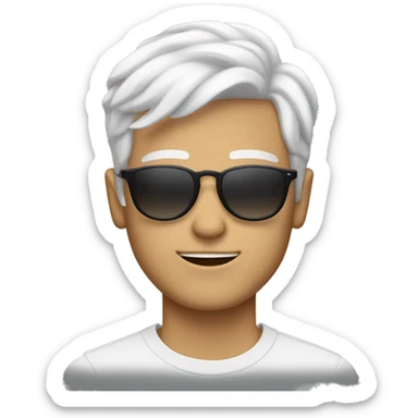 20 year old white guy with white hair and round sunglasses sticker