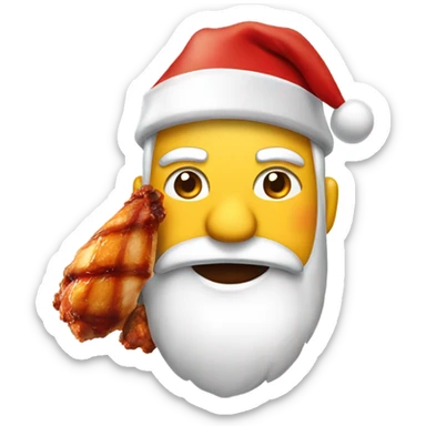 Santa wearing Panasonic hat and BBQ-ing chicken wing sticker