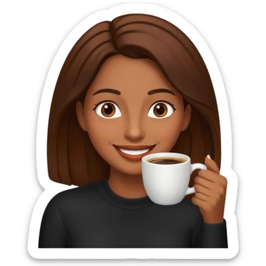 Mulher morena tomando café  sticker