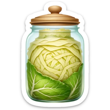 Sauerkraut Cinematic Realistic Sauerkraut Dish Emoji, depicted as tangy fermented cabbage neatly served in a traditional jar, rendered with vibrant textures and crisp, natural lighting. sticker