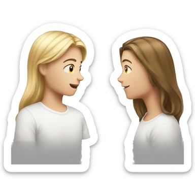 White teen girl talking with white teen boy sticker