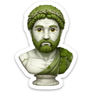 greek sculpture with moss sticker