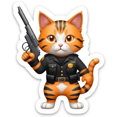 Cat with gun hands sticker