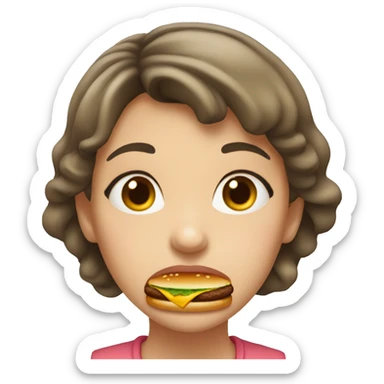 girl eating a lot of hamburgers sticker