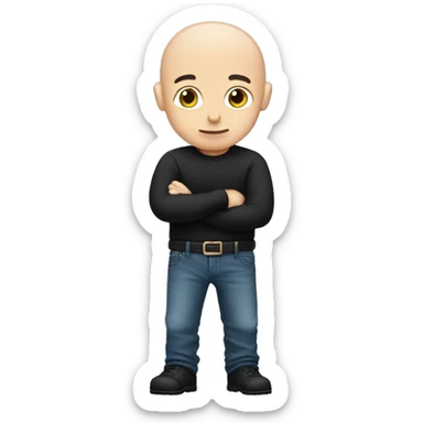 Really Shy Small bald men with black shirt and jeans  sticker