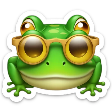 Grenouille verte avec lunette de soleil multicolore sticker
