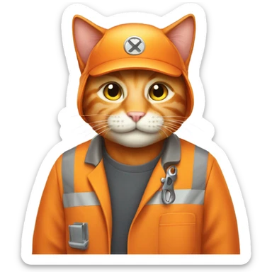 orange cat car mechanic sticker