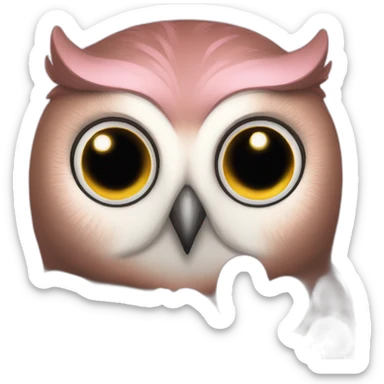 owl pink flower  sticker