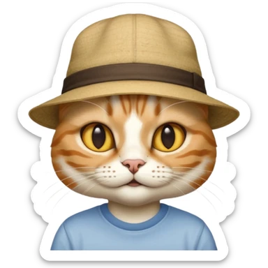 A cat that has a hat saying floor and a shirt that is saying floor sticker