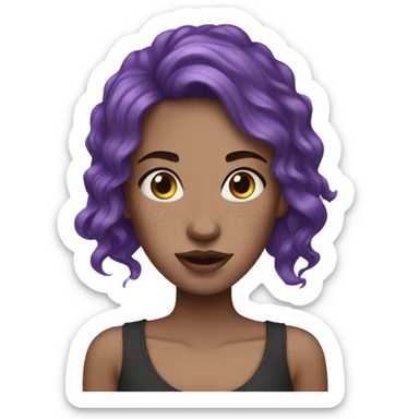 purple haired white girl with freckles sticker