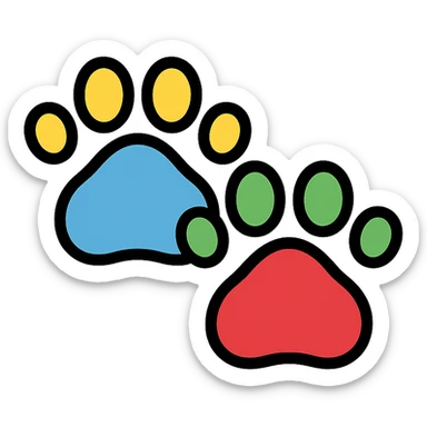 colorful outlined paws sticker