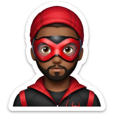 Miles Morales with beard, eye mask, low fade hair cut sticker