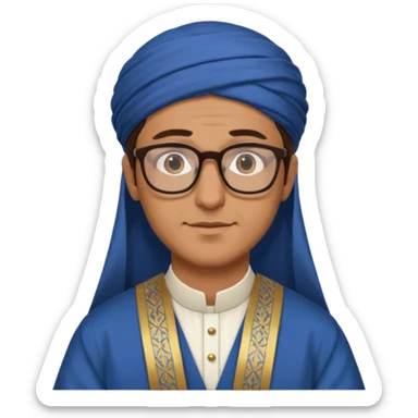 generate me a brunette man with glasses wearing clothes like an ayatollah sticker