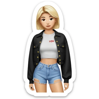 Hailey bieber cheveux court blond voir tout le corps  sticker