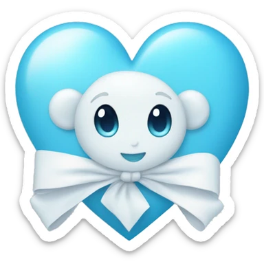 baby blue heart with a white bow sticker