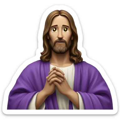 Jesus in purple robe, praying for dead phone come back to life sticker