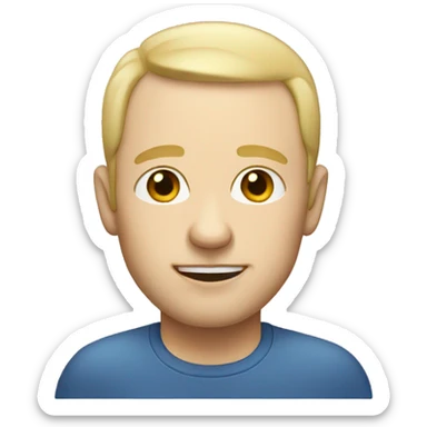 white skin, balding, blond stubble sticker